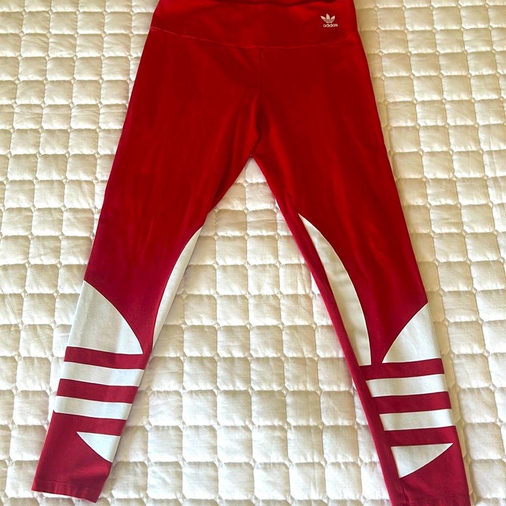 High waisted Red Adidas leggings